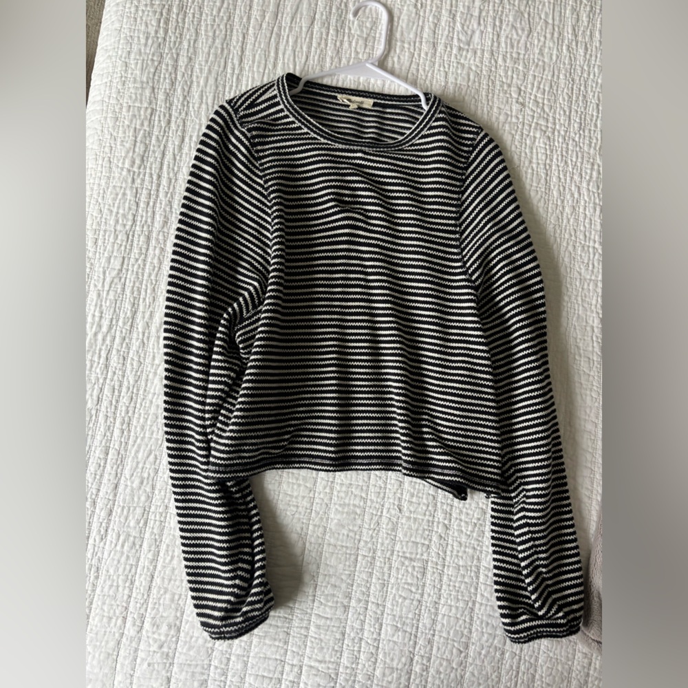 Madewell Navy and White Striped Knit Top